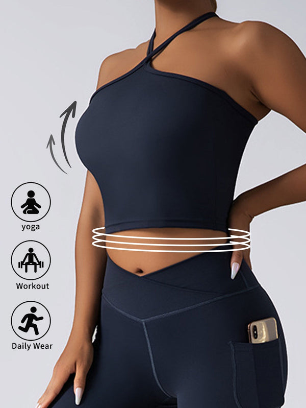 Padded Crop Top Sports Bra Seamless Supportive Push Up Gym