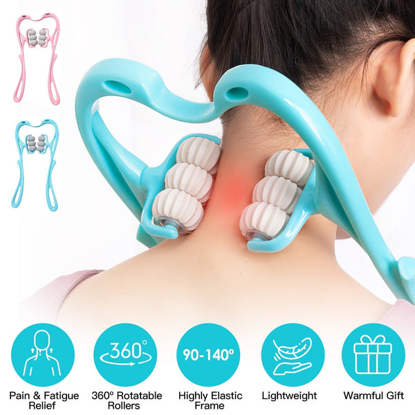 Neck Roller Massager 360 Rotating Trigger Point Portable Pain Relief